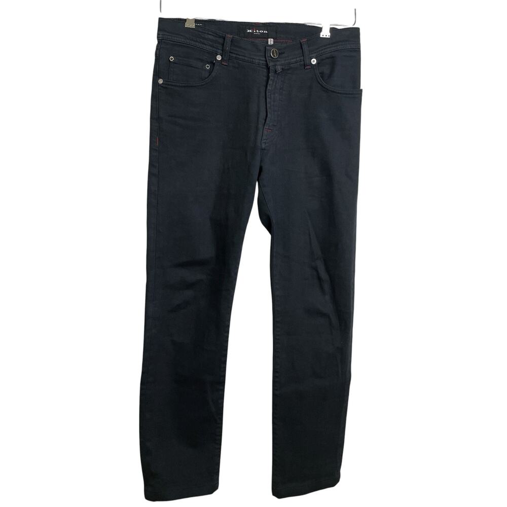Kiton Slim Selvedge Jeans Mens Size 31 Black Denim Italy Designer 29.5in